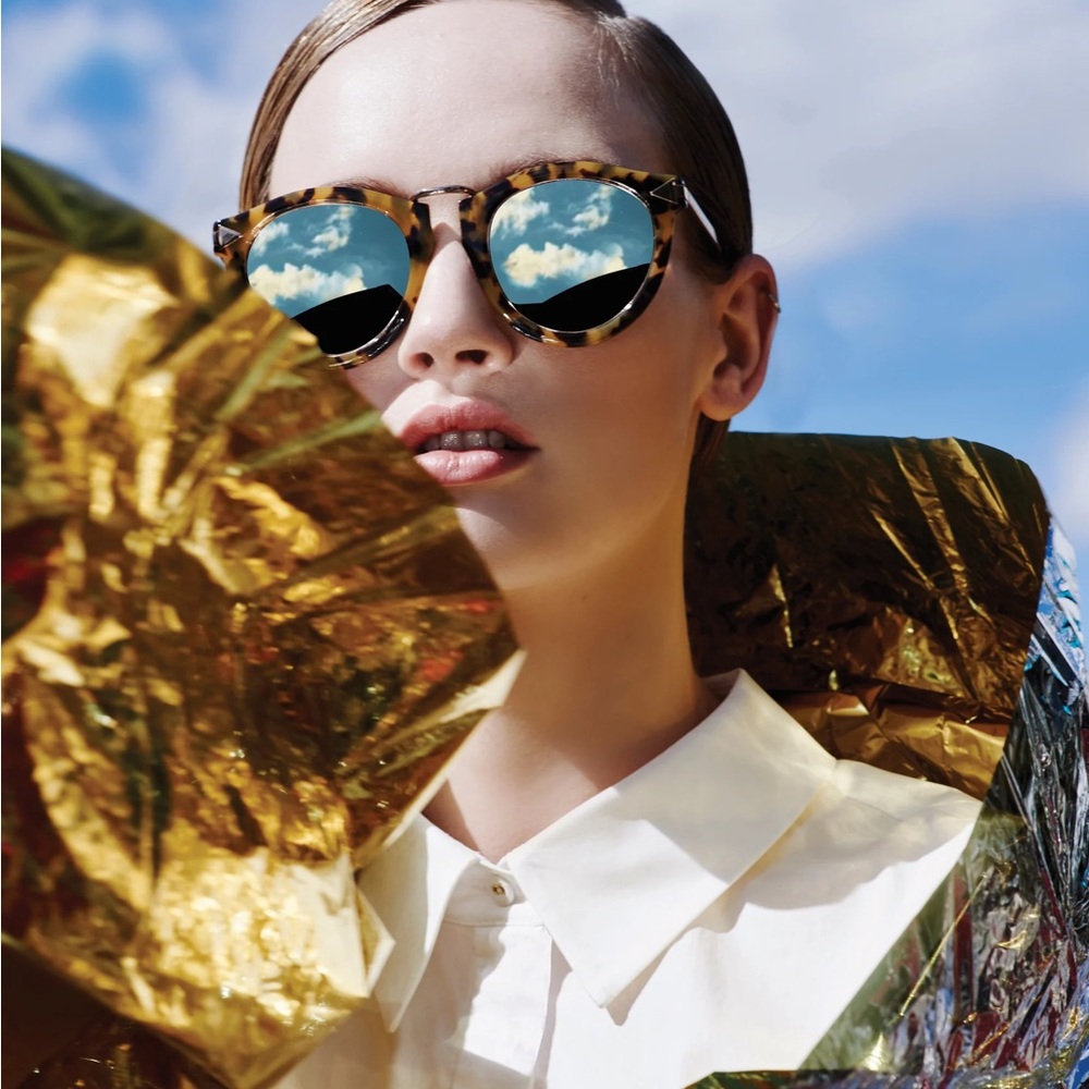 Karen Walker Brown Oversized Sunglasses - Harvest and Mirrored